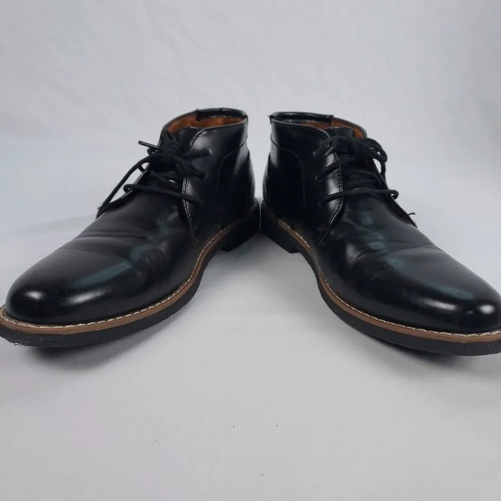 Deer Stags Zeus Chukka Boots Mens 7 Black Leather Lace Up Casual